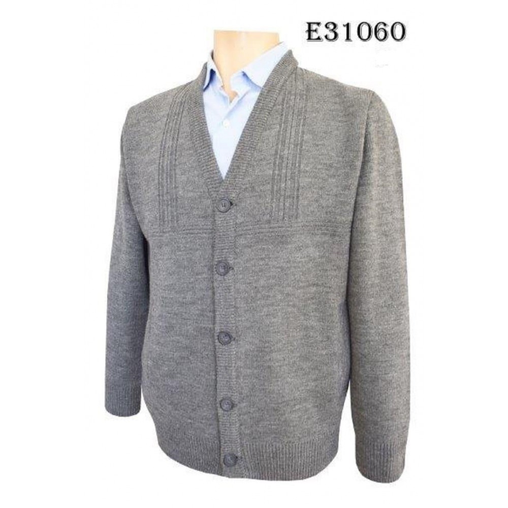 Chaqueta lana con cuello de punto gris - Hombre