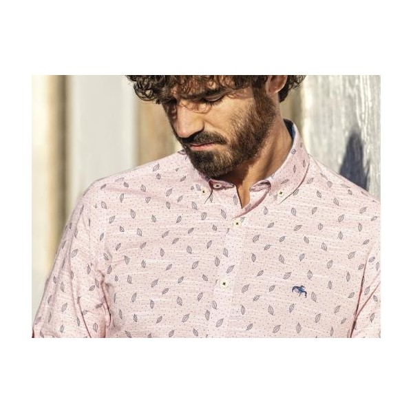 Camisa m/l Dos Galgos estampado topo/ hoja - 2