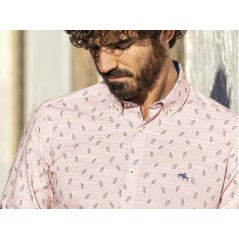 Camisa m/l Dos Galgos estampado topo/ hoja - 2