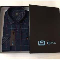 Camisa m/l G54 linea colores formado cuadro grande, combinado interior cuello e interir puño, s/ bolsillo. - 2