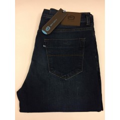 Pantalón vaquero G54 flexible, azul lavado desgastado con logo. - 1