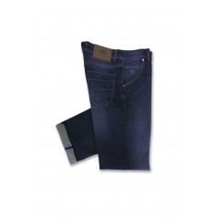 Pantalón vaquero G54 flexible, azul lavado desgastado con logo. - 3