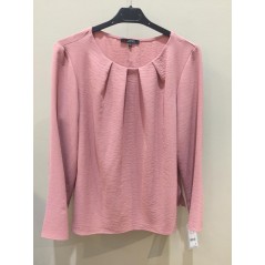 Blusa manga larga con pliegues en cuello