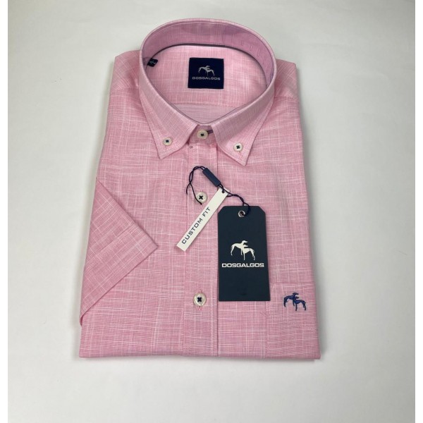 Camisa m/c Dos Galgos, custom fit, falso liso, combinado cosidos botones y logo - 4