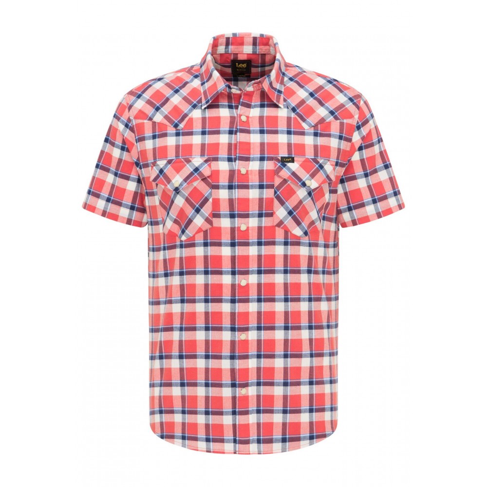 Camisa m/c Lee, con dos bolsillos y corchetes. Ss Western Aurora Red. - 1