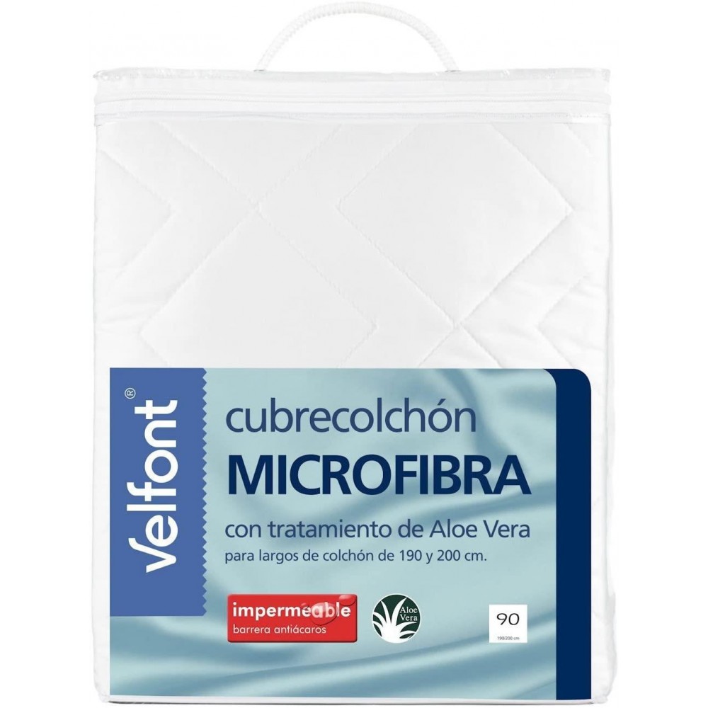 Protector colchón  microfibra velfont, impermeable, con tratamiento aloe vera. - 1