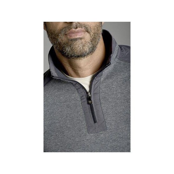 Jersey liso cuello cremallera, color gris, diseño Grifo, de Rever - 3