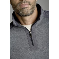 Jersey liso cuello cremallera, color gris, diseño Grifo, de Rever - 3