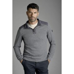 Jersey liso cuello cremallera, color gris, diseño Grifo, de Rever - 4