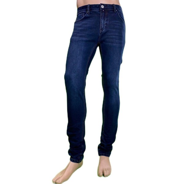 Pantalón vaquero juvenil elástico, color azul oscuro lavado, Matrix Monk de BX jeans. - 1