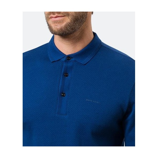 Polo manga larga falso liso, azul, de  Pierre Cardin - 3