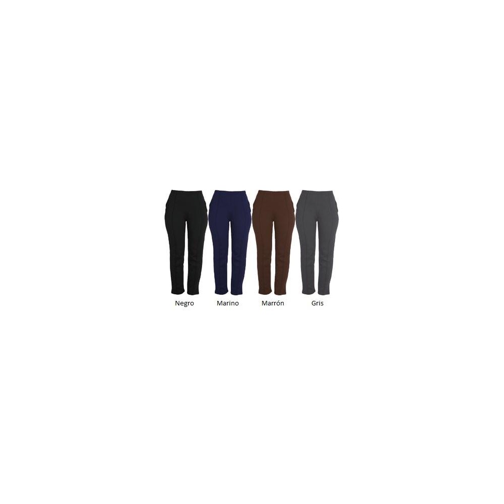 Pantalón senora elástico de Nayat, falso liso, en color azul marino o gris - 1