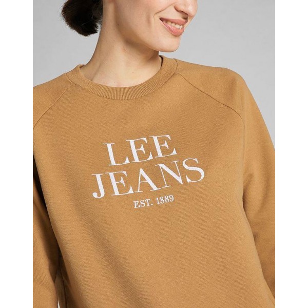 Sudadera Lee negra o camel cuello redondo. Logo letras Lee jeans en gris - 10